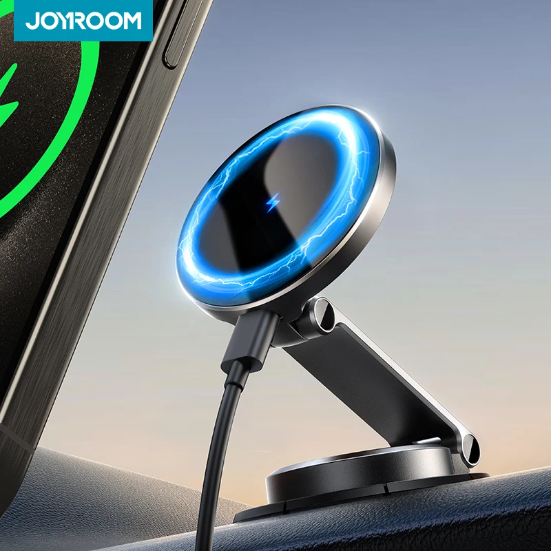 

Joyroom Magnetic Car Mount N55 Strong Magnet 15W Wireless Charging 360° Rotation Foldable Phone Holder Car Charger For iPhone 16