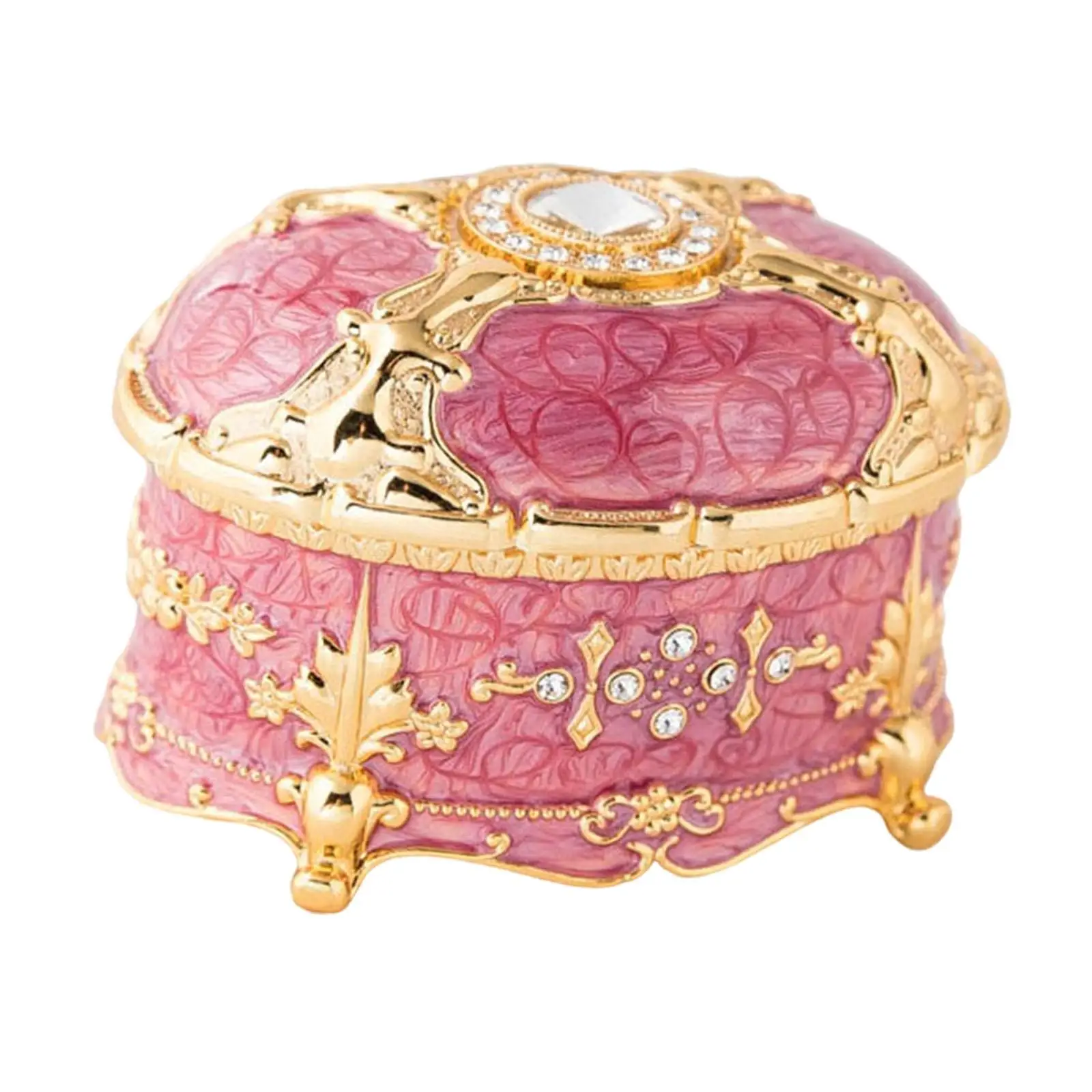 Jewelry Organizer Box Oval Trinket Organizer Sturdy Portable Dresser Treasure Keepsake Box for Mother Day Gift Ear Studs