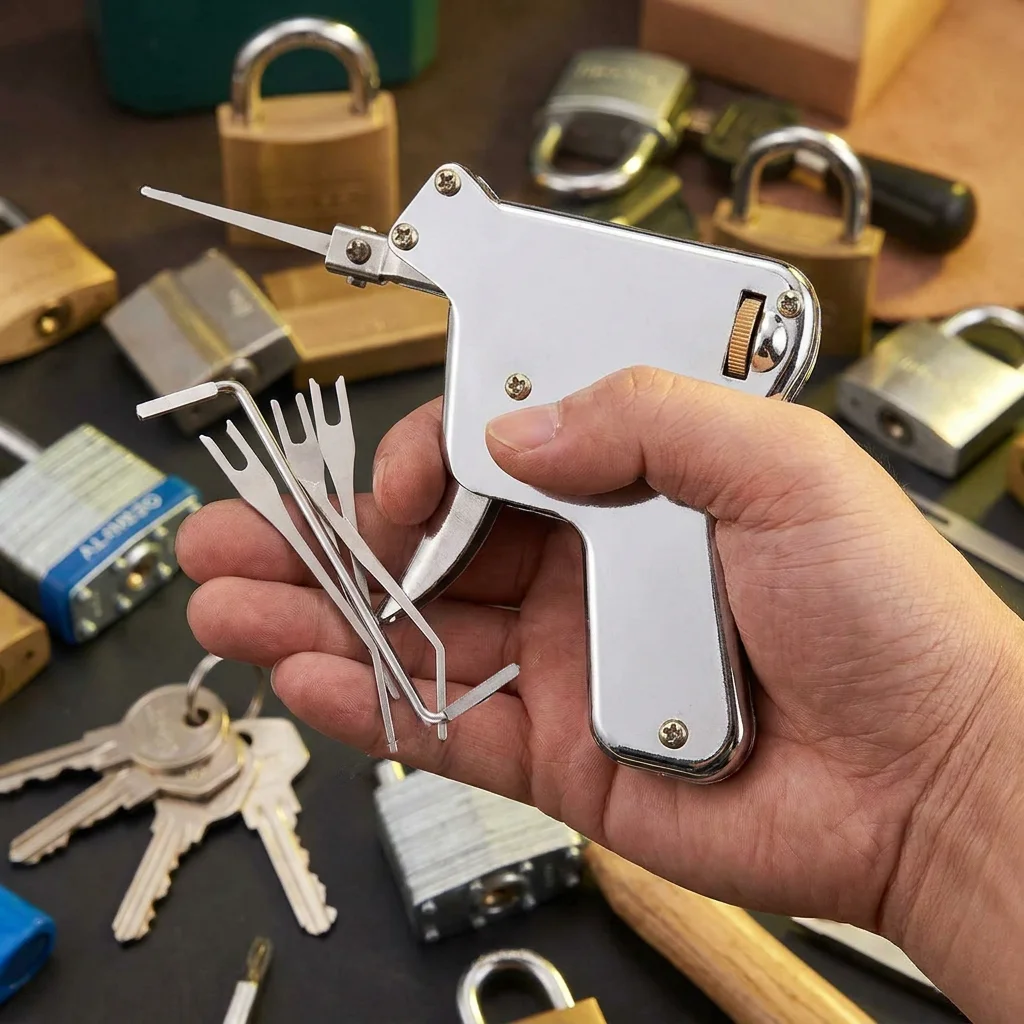 Stainless Steel Lock Opening Key Gun,Locksmith Special Tool for Repair&Training Practice,Door Lock Remover Extractor Repair Kit