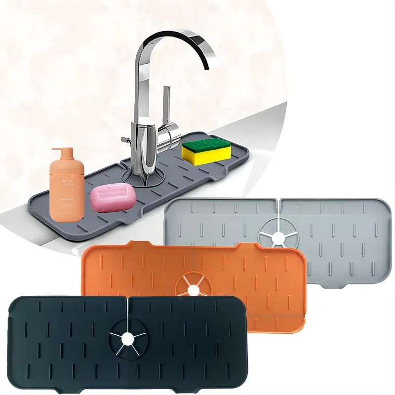 Silicone Sink Splash Catcher & Faucet Mat – Super-Absorbent, Quick-Dry Countertop Protector for Kitchen & Bathroom