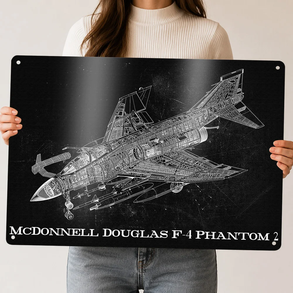 McDonnell Douglas F4 Phan Personalized 3D Textured Metal Poster Wall Art Tinplate Sign for Home Decoration Gaming Vintage Decor