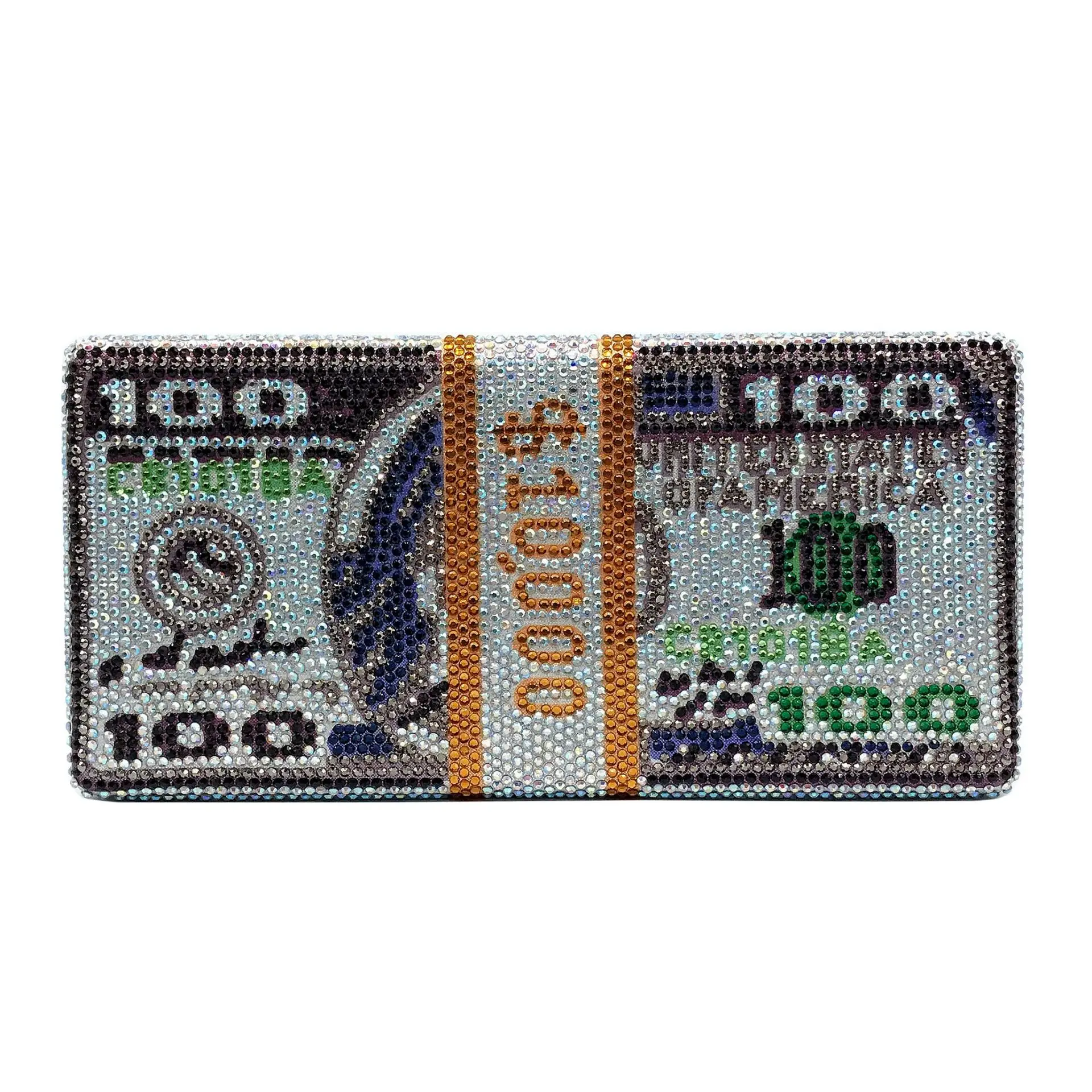 

The Diamond-encrusted Dinner Bag Is Like A Bundle Of US Dollars Hot Diamonds, Gold Yuan Diamond Square In Hand Dollars Gold Bag