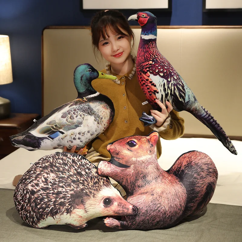 30/50/75cm Simulation Animal Pillow Stuffed Rabbit Doll Bird Squirrel Owl Hedgehog Mallard Plush Toy For Child Birthday Gift