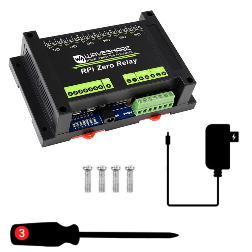 RS485/CAN Industrial Expansion Board 6-channel relay, based on Raspberry Pi Zero WH, SPI control