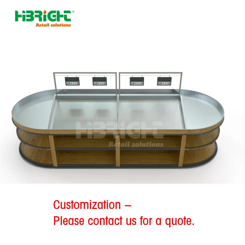 custom.Supermarket Fruit Display Rack High Capacity Wooden Design