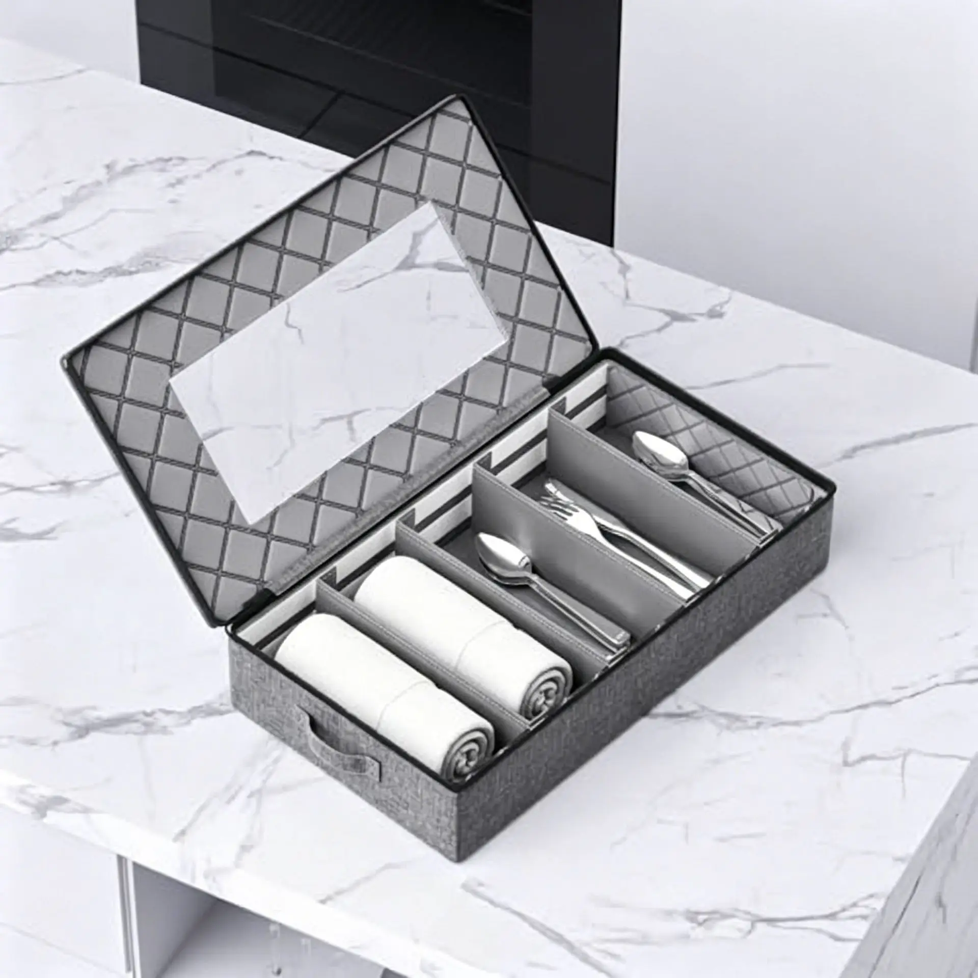 New Kitchen Tableware, Knives, Forks, Chopsticks, Storage Box with Lid, Dustproof Classification, Sorting Box, Home Storage view 2