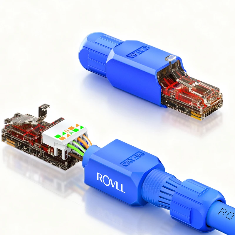 ROVLL Gereedschapsvrije RJ45-connector Cat6 UTP 1000Mbps LAN Ethernet-stekker Eenvoudige beëindiging Modulaire stekker Geen krimpnetwerkkabel 1PCS