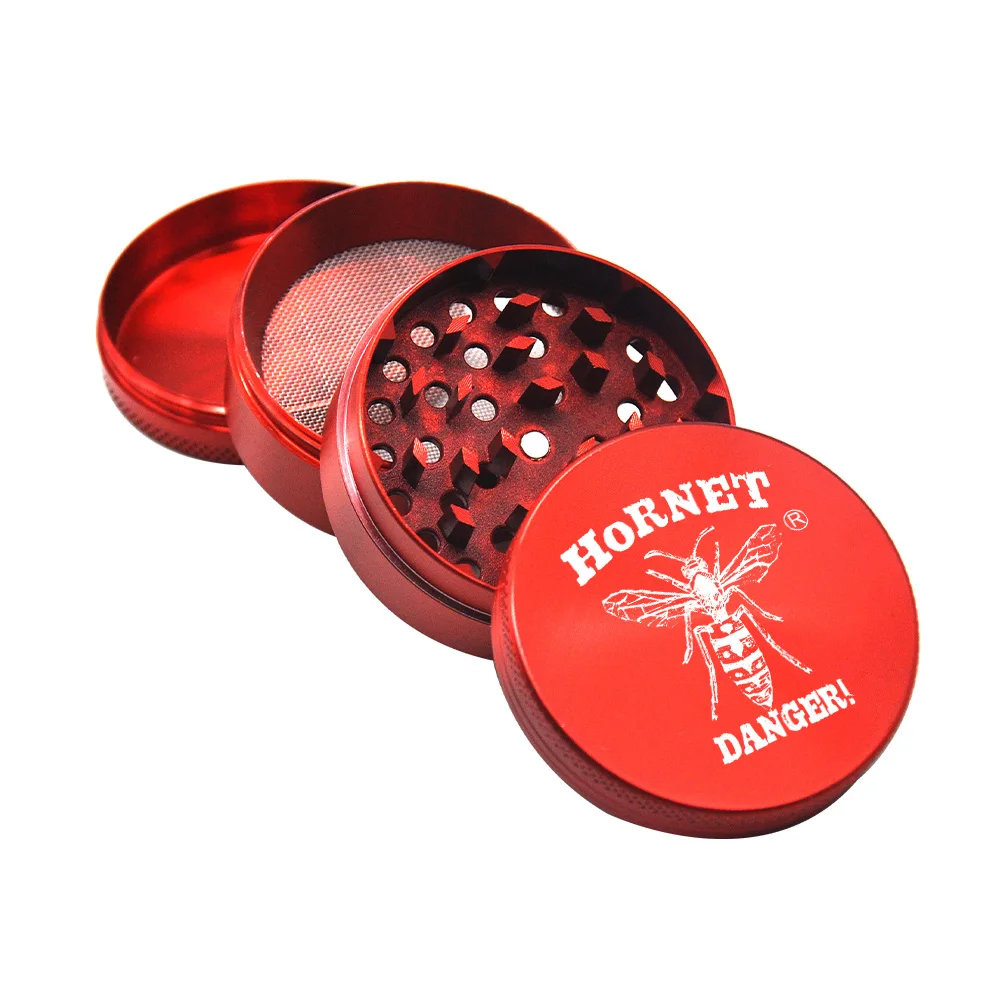 HORNET Metal Herb Grinder With Pollen Catcher Tray 56MM 4 Piece Razor-Sharp Teeth Zinc Alloy Smoking Herb Grinders