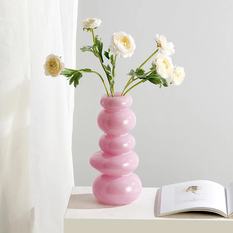Nordic-style INS pebble glass vase decoration living room flower arrangements fresh flowers dining table decoration