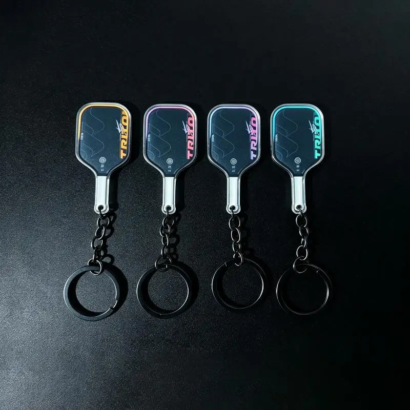 Lightweight Acrylic Pickleball Racket Keychain Colorful Hollow Golf Ball Key Ring for Graduation Small Gift