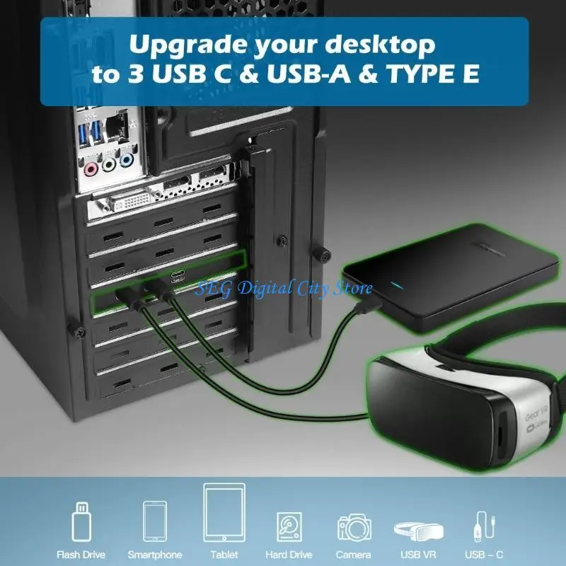 

U75B USB3.2 Gen2 Три типа C PCIe Card Card ASM3142 Чип 20 ГБ PCI-E X16