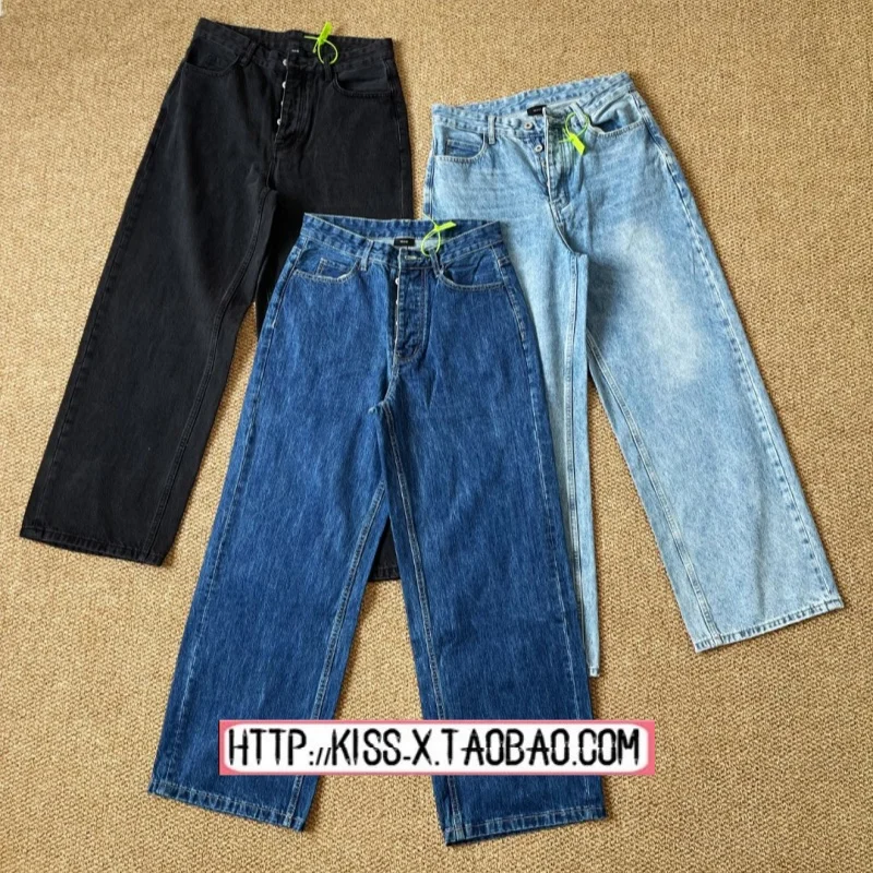 

KenijimaVujade 009 Drop2 Wes Straight Loose Jeans mid Waist Cotton Denim Casual Comfortable ex Autumn Faion