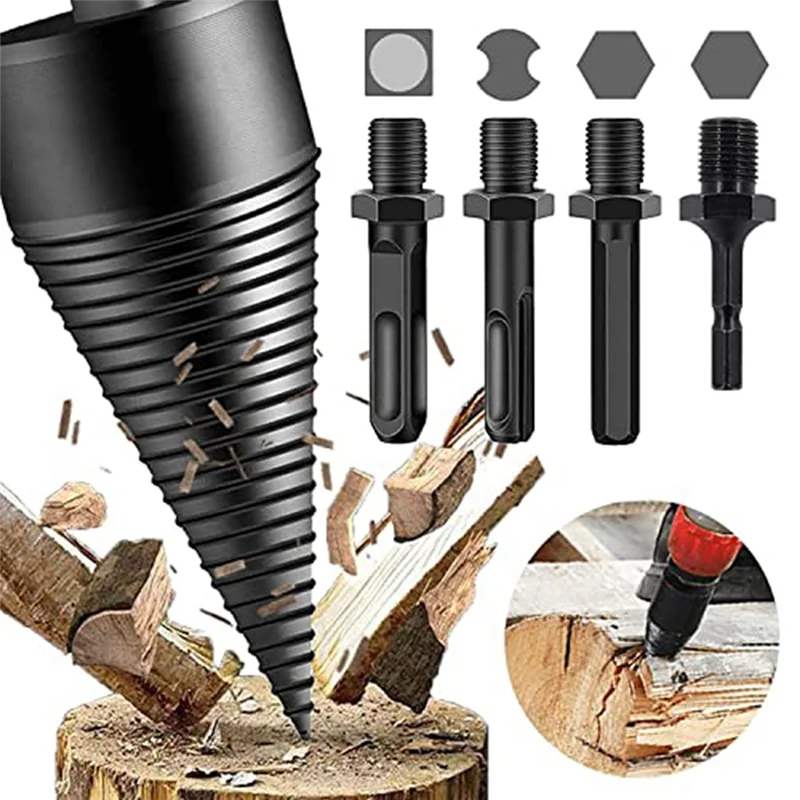 

AEE6-Firewood Splitter Simple Wood Splitter Removable Drill Bit Heavy-Duty Electric Drill Screwdriver Firewood Splitter Bit