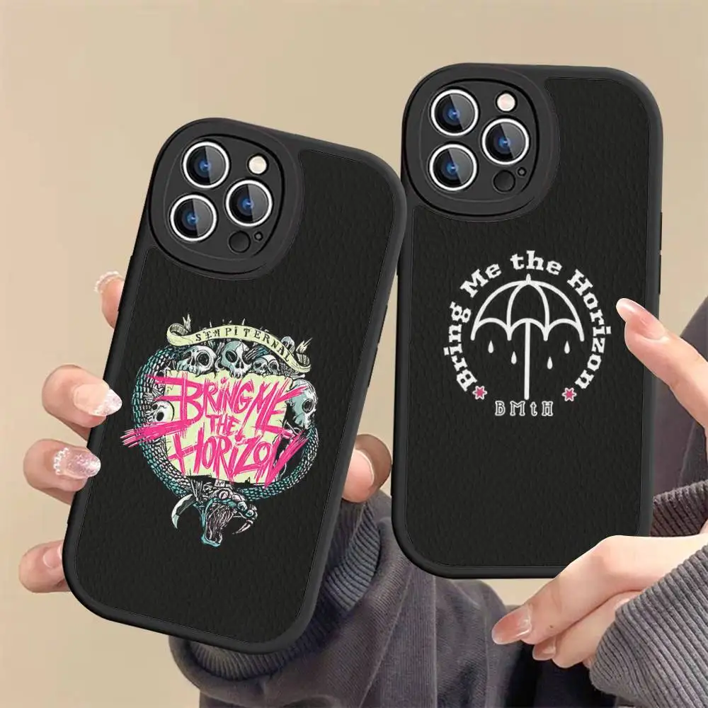 

B-Bring M-Me The B-BMTH H-Horizon Leather Phone Case For IPhone 16 15 14 13 12 11 Pro Max Plus Shockproof Cover