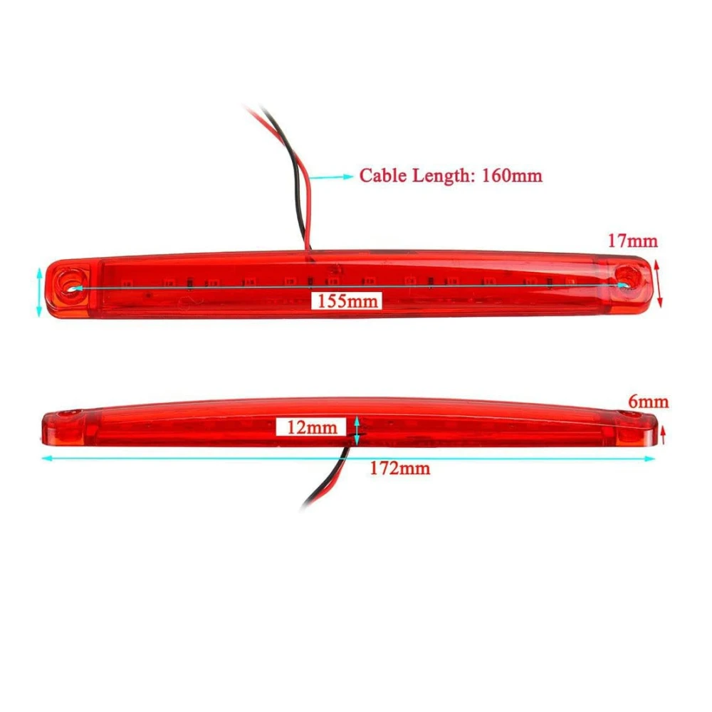 2PCS Red LED Marker Lights 12LED Parking Lights Marker LED 24v Side Marker Trailer Lights in 24v For Truck