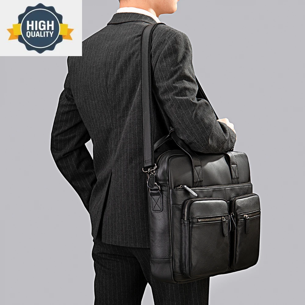 Bag Genuine Men's Leather Briefcase 15.6" Laptop Bags For Men Business New портфели bolsa masculina bolso hombre 서류가방 7412