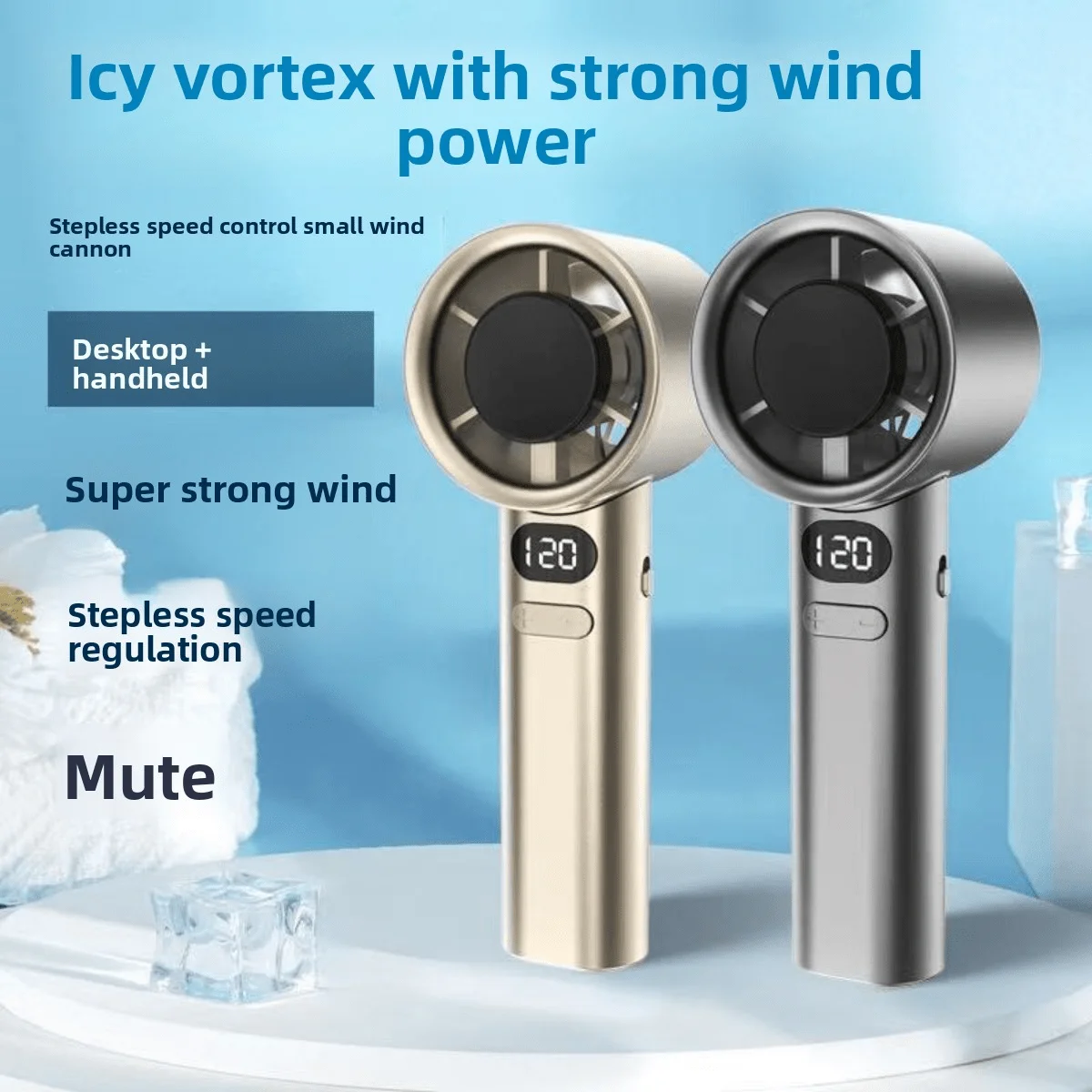 

1pc Rechargeable Handheld Mini Electric Fan With 120 Wind Speed Levels, Digital Display, Powerful Turbo Wind, Suitable For Home, Office, Study, Outdoor, Beach, Daily Use,Summer,Holiday,Festival,Accessories