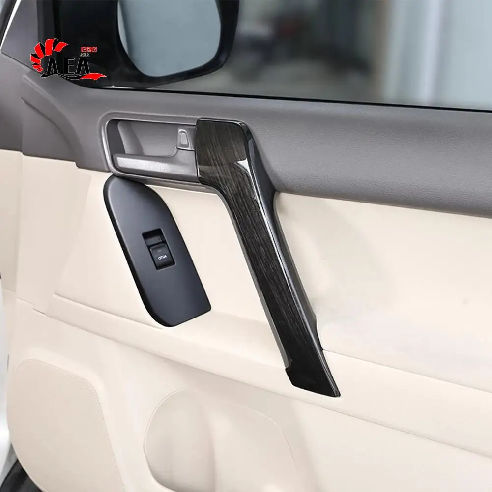 

AEA0-4PCS Car Interior Door Handle Trim For Toyota Land Cruiser Prado FJ150 150 2010-2018 Accessories Black Wood