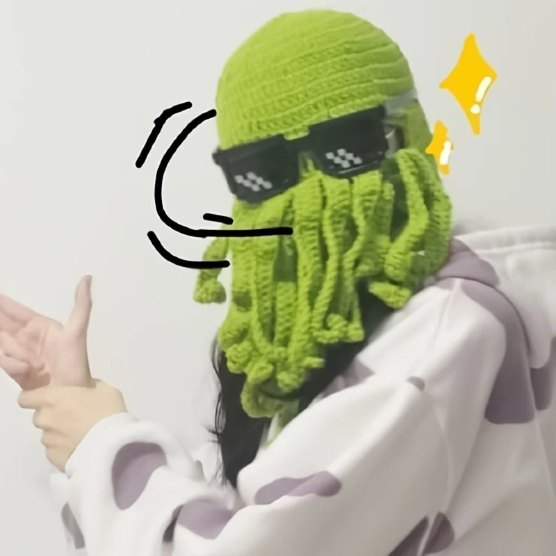 New Style Casual, Simple, Versatile and Trendy Handmade Woolen Funny Octopus Hat for Men and Women