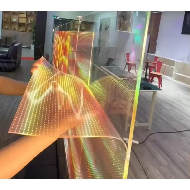 Dot Window Transparent Diode Video Wall Curtain Digital Signage Display Soft Light Emitting Diode Screen