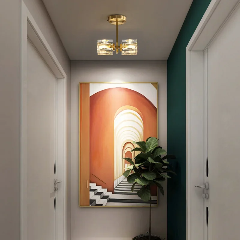 معلقة الذهب كريستال الثريا النحاس مصباح لغرفة النوم مرحاض الحمام الفاخرة الشمعدانات أضواء مرآة الجدار ضوء الممر #1