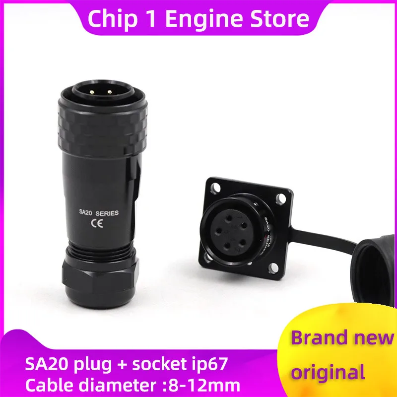 For WEIPU Industrial Waterproof Power Connectors SA20 2/3/4/5/6/7/8/9/12/15pin Push-in quick locking Aviation Plug&Square Socket