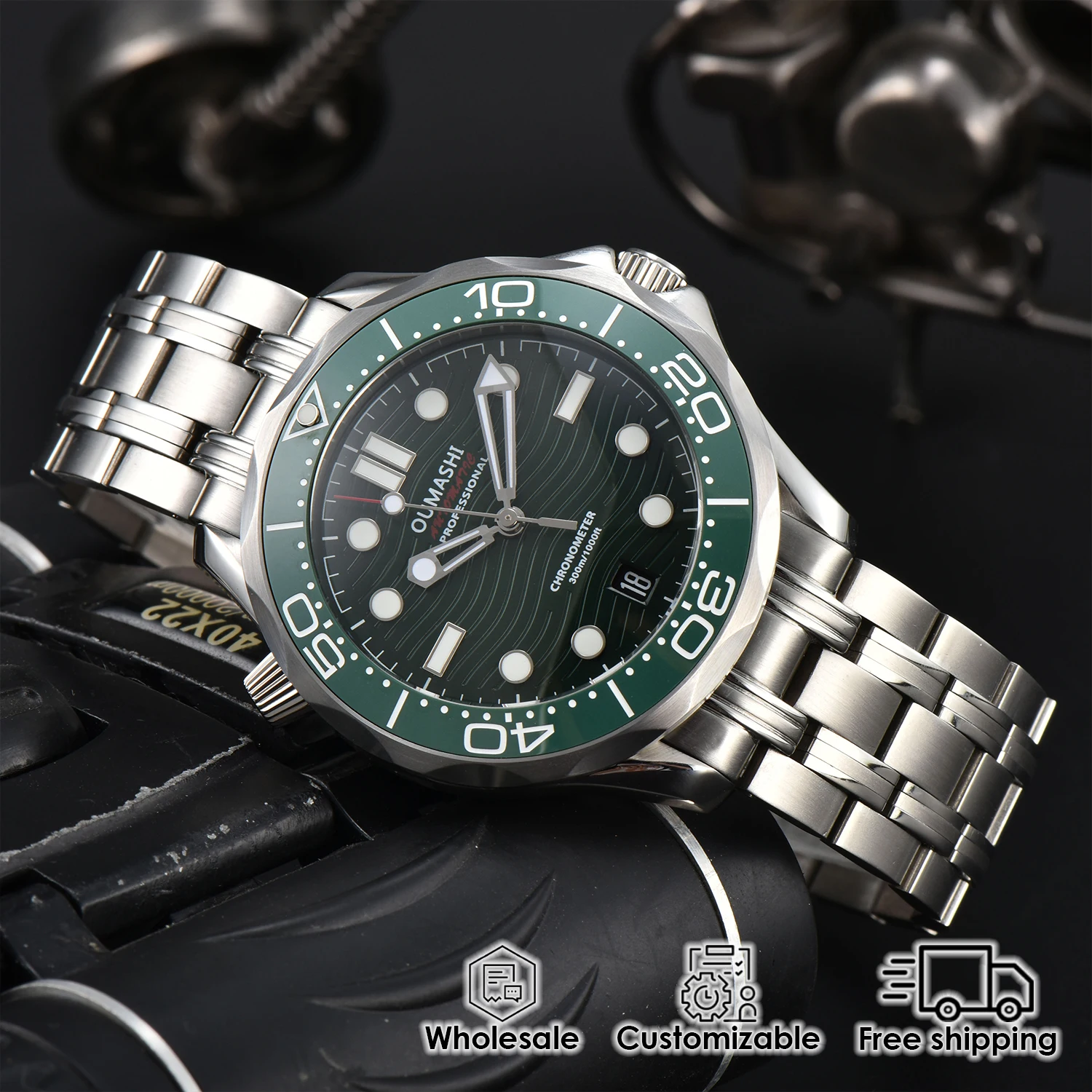 ساعة غوص 42 ملم للرجال NH35 حركة أوتوماتيكية ساعة ميكانيكية زجاج الياقوت حزام من الفولاذ المقاوم للصدأ ساعة عمل مقاومة للماء