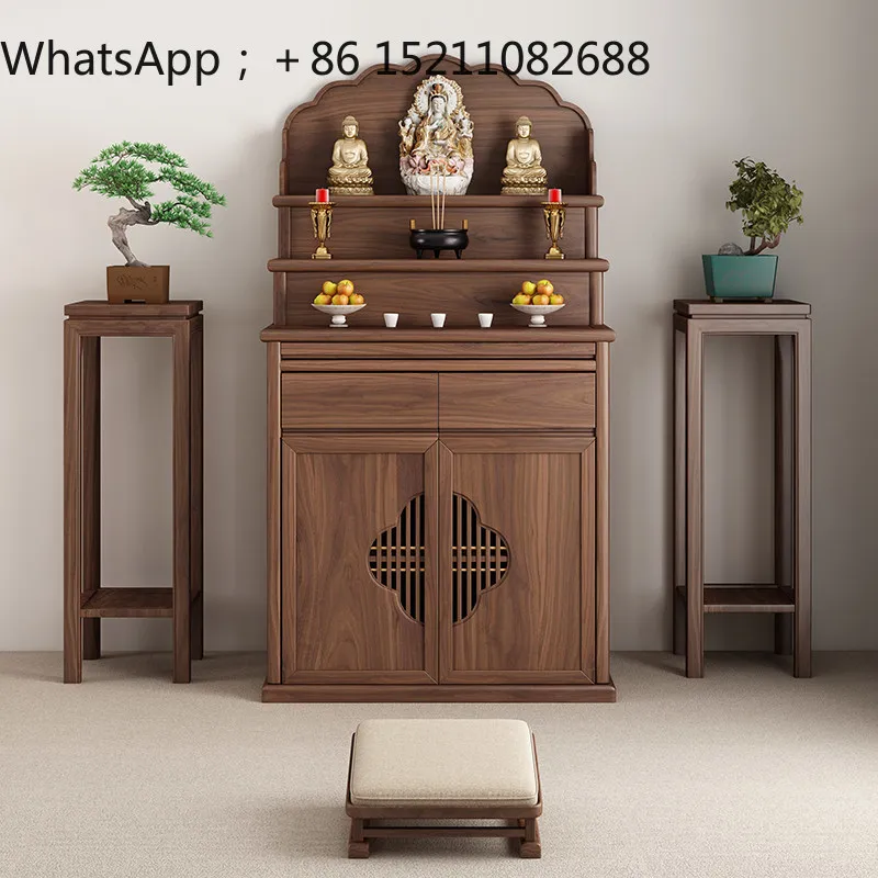 LLY new Chinese simple table incense case household solid wood altar cabinet three-layer Buddha table