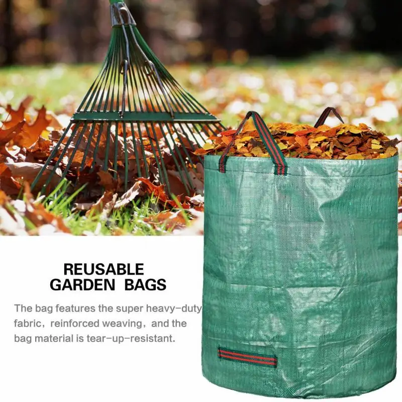 Reusable Garden Container green leaf bag garden garbage bag for yard and Debris Leaves bag PP woven bag storage bag