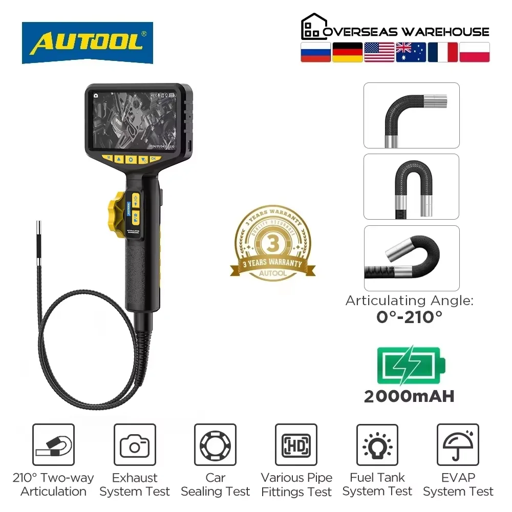 AUTOOL SVB305 720 HD Automotive Industrial Endoscope with 6pcs Lights Endoscope Inspection Camera Lens for 32GB IMG & Video