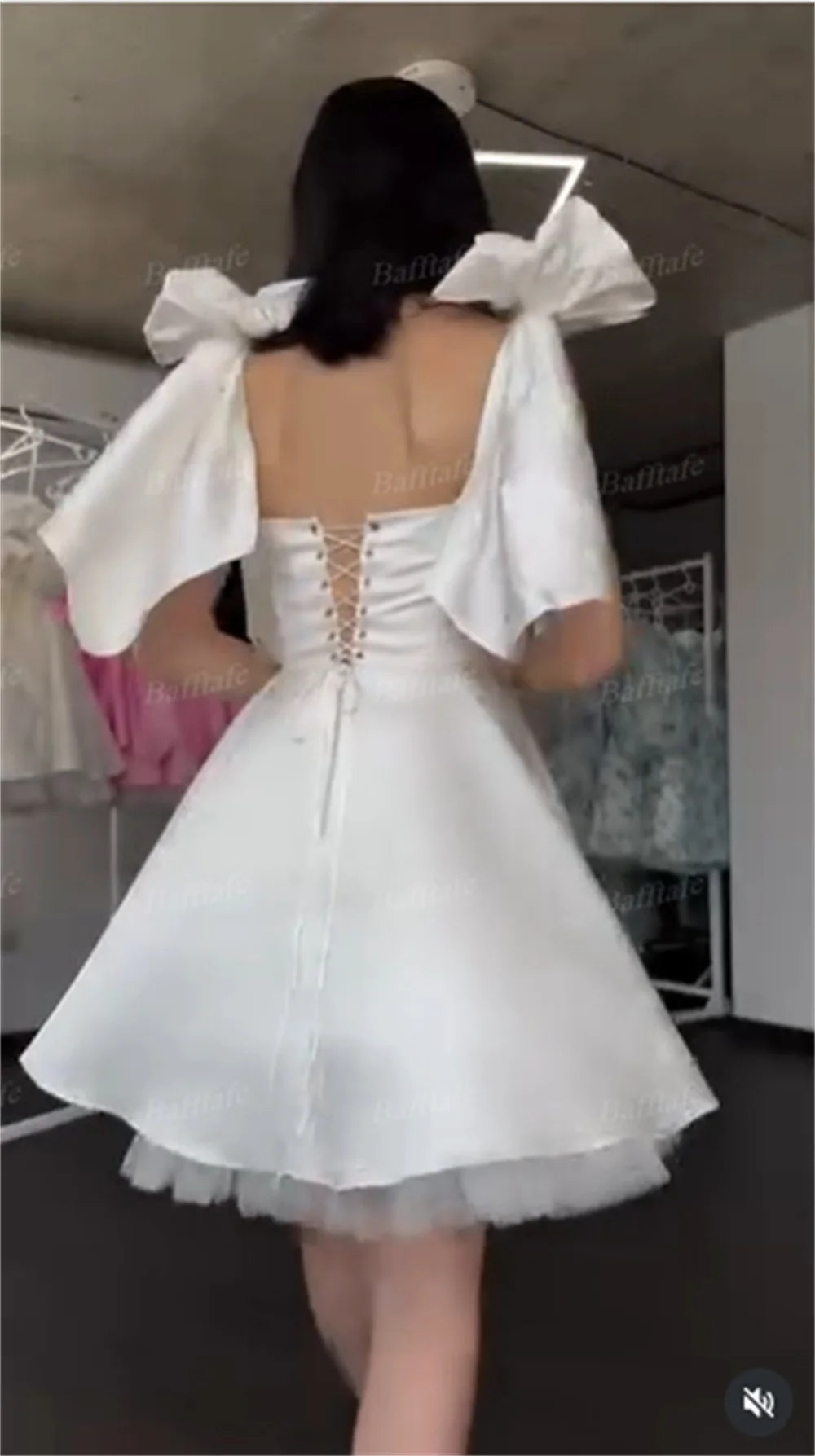 Bafftafe-Mini vestidos de fiesta personalizados de satén rosa, tul marfil, tirantes con lazo, vestidos de fiesta, corsé, vestido de baile para niña de graduación