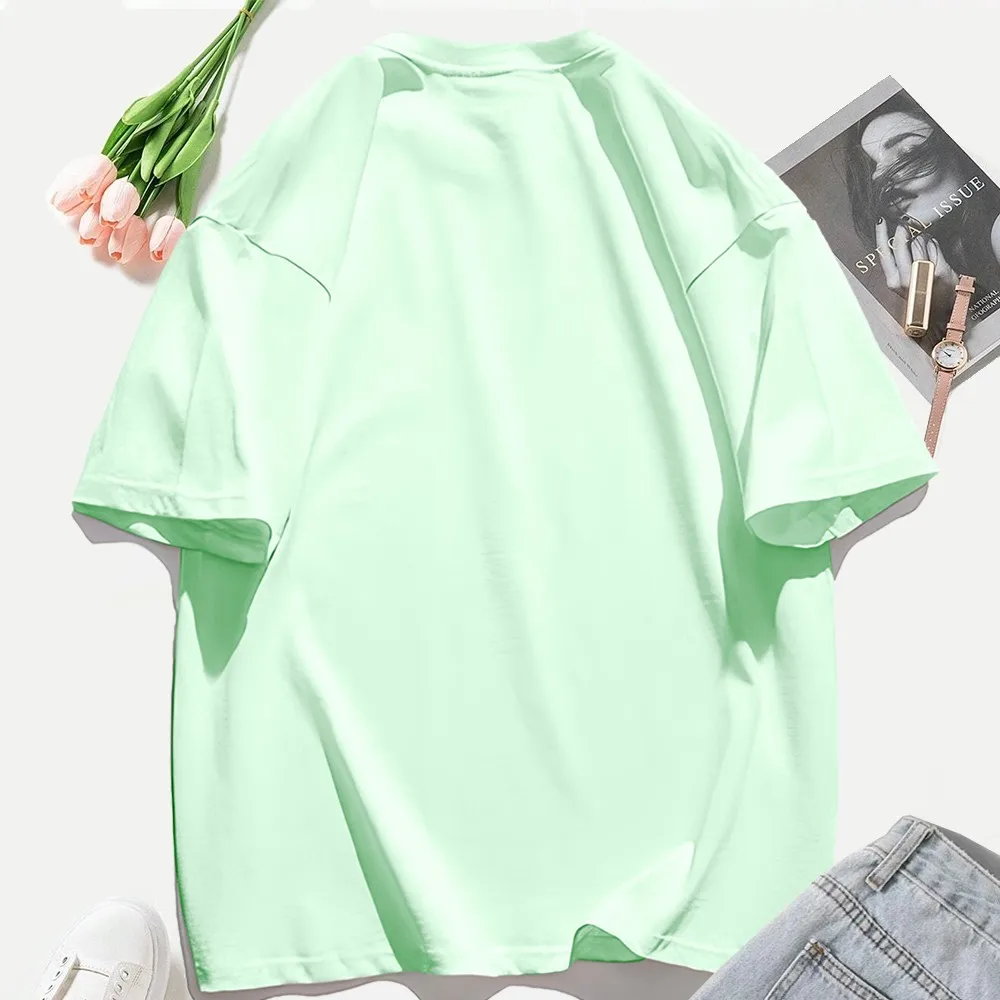 More Amore Per Favore Prints T-Shirts Cotton Womens Summer Short Sleeve Tees Basic Soft Oversized Tops Casual O-Neck Clothes