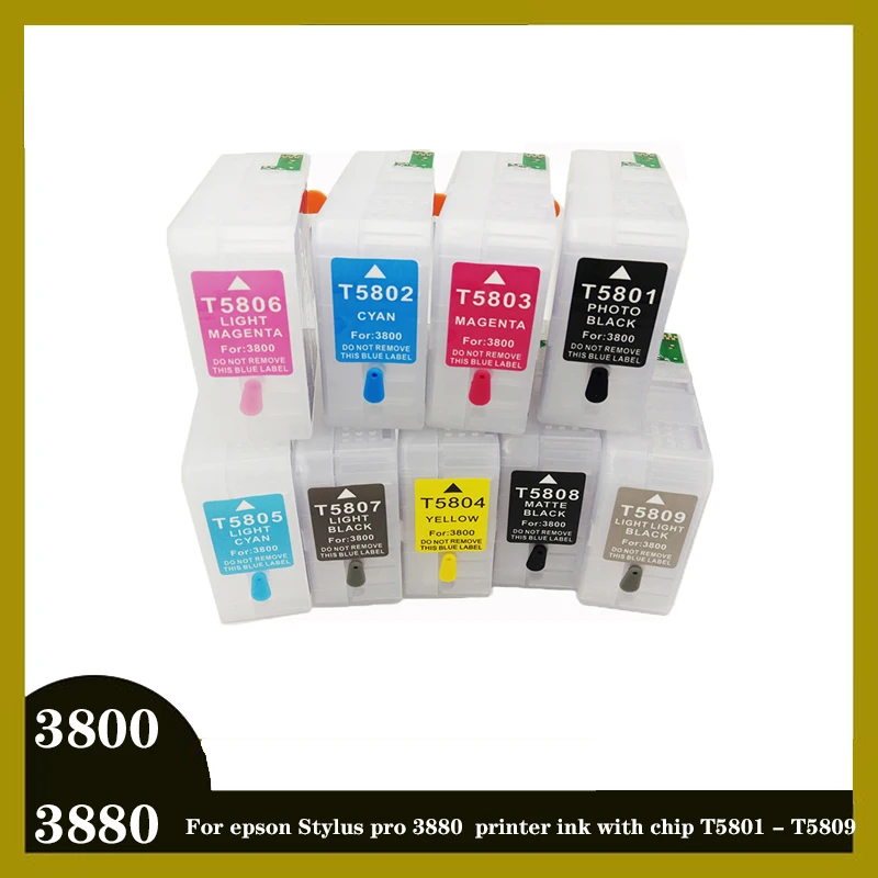 T5801-T5809 Empty Refill Ink Cartridge for Epson Stylus Pro 3800 3880 3880C 3800C Printer with Chip