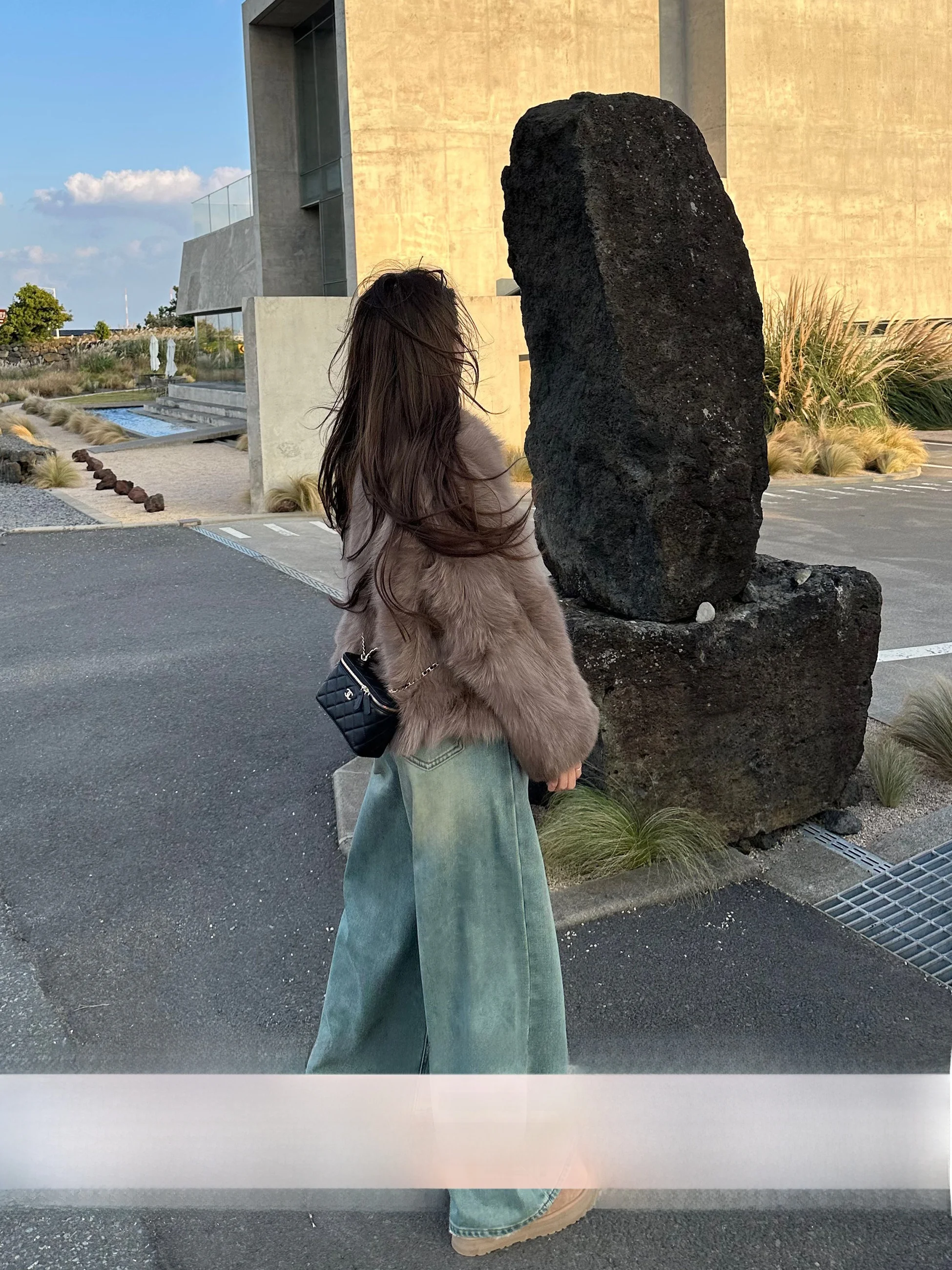 

Zoe Anymore Retro Fce Lined Wide Leg Blue Jeans High Waist Slimming Women's Autumn Winter Cotton Blend Straight Cut Trousers