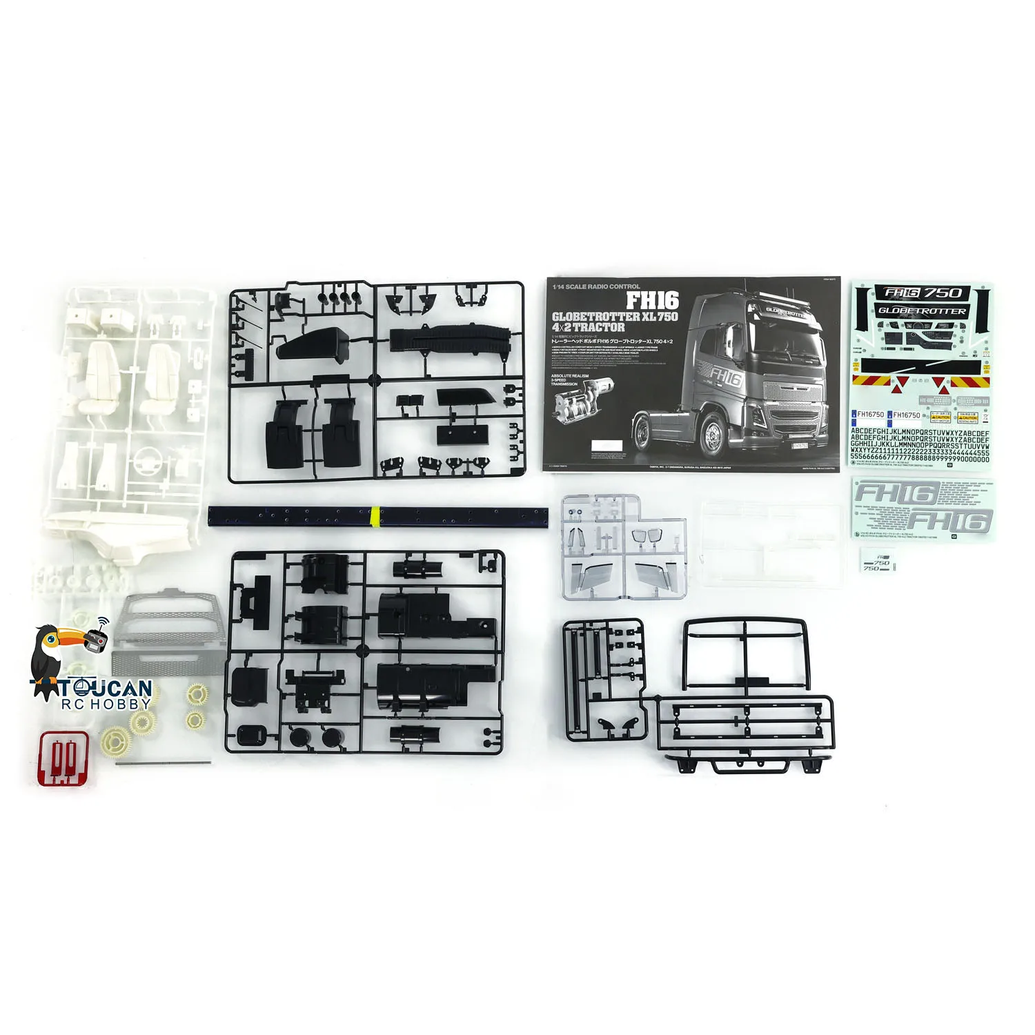 Zabawki 1/14 4x2 RC Ciągnik siodłowy KIT 56375 FH16 XL750 3-biegowy TOUCAN Zdalnie sterowany model samochodu Pojazd dla chłopców TH24179