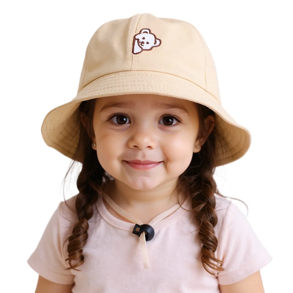 

Cute Bear Panama Autumn Baby Bucket Hat Outdoor Baby Boys Girls Sun Hat Toddler Bonnets Kids UV Protection Cap