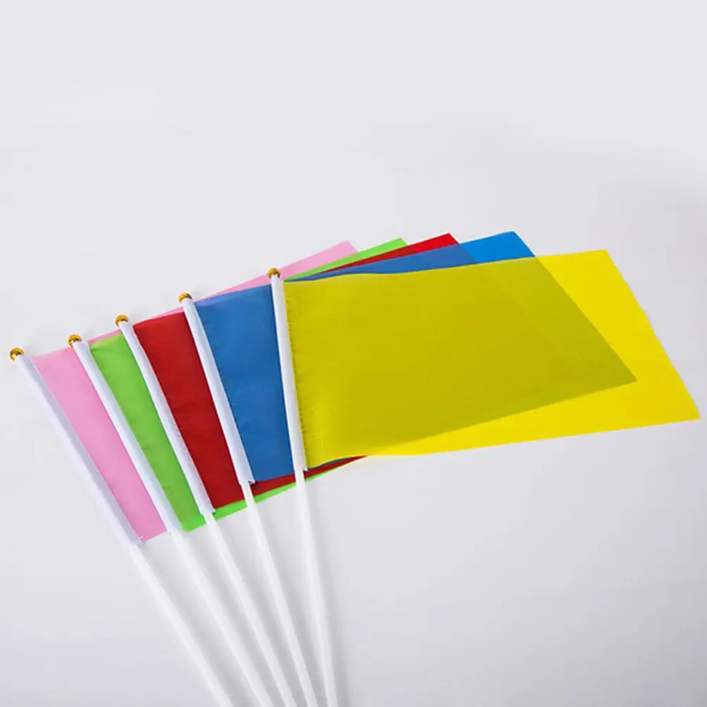 50Pcs Hand Waving Flags Mini Polyester Solid Color Square Party Flags Celebration Decor Waving Flag Party Banner