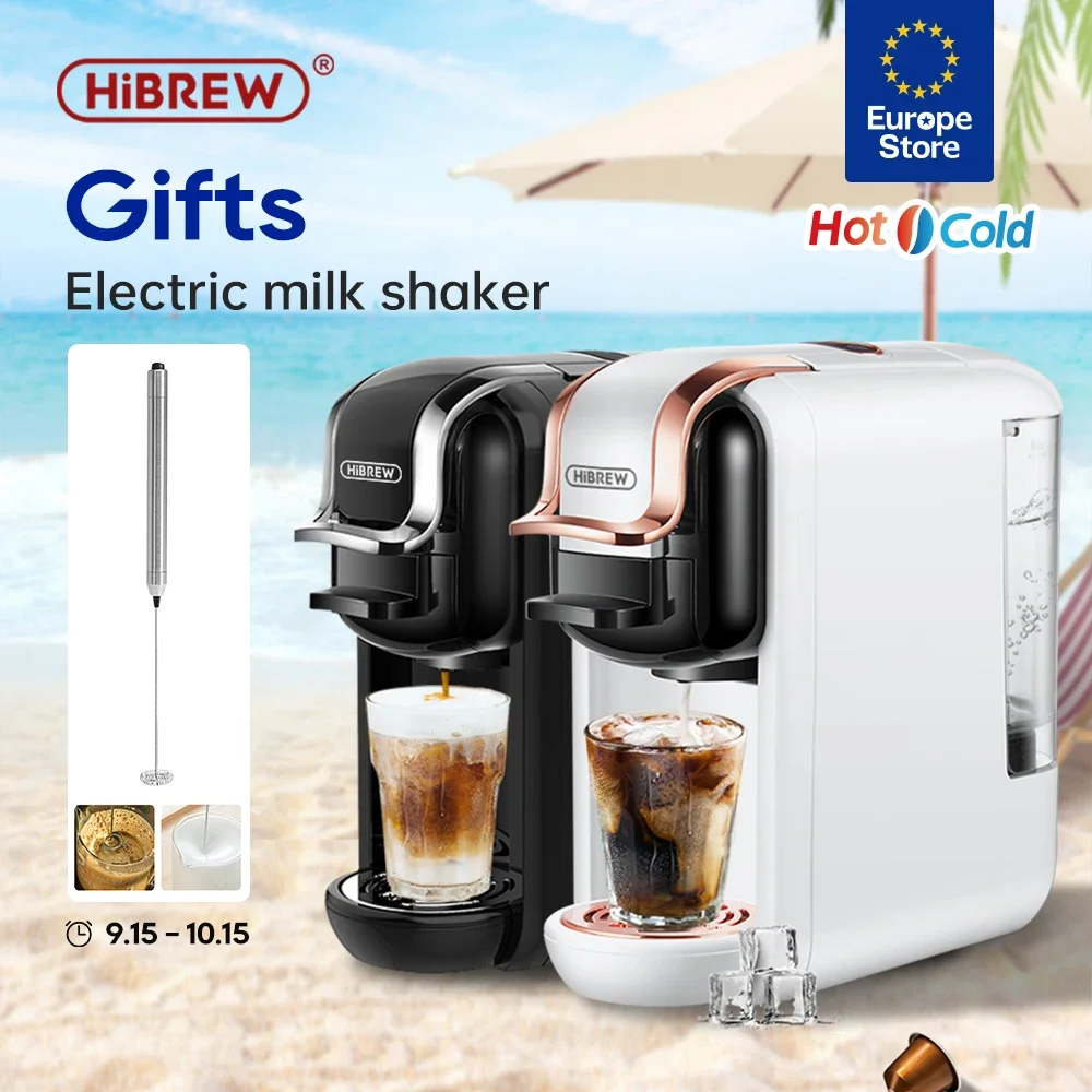 Kaffee-Maschine Cafetera heiser/Kalt, 4 en 1, Mehrere Kapsel, 19Bar, DolceGusto, Milch y Nexpresso Kapsel ESE Pod Boden Kaffee H2A