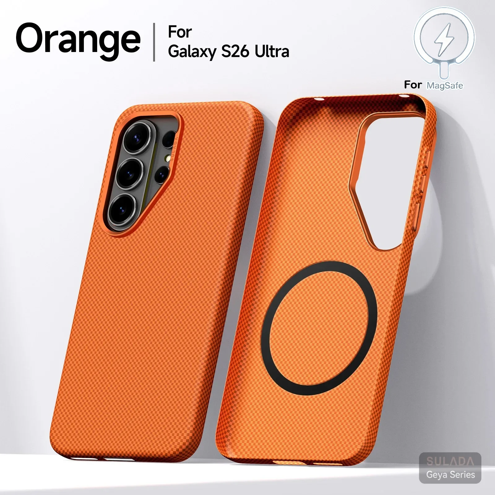 

Busines Carbon Fiber Kevlar Pattern PC Case for Samsung Galaxy S26 Ultra Plus for Magsafe Silm Bare-metal Feel Shock Proof Cover