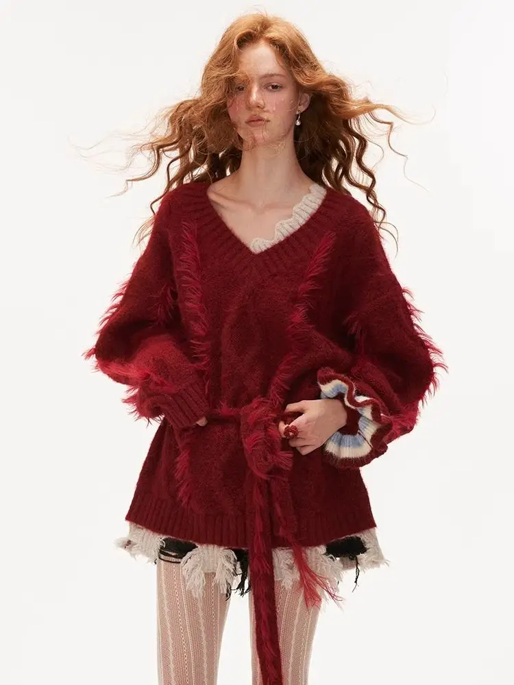 

Sweaters Jumpers Pullovers Woman Y2K White Linen Frilly Edge Loose Beach Vacation Resort Holiday Travel Feminine Pretty Winter