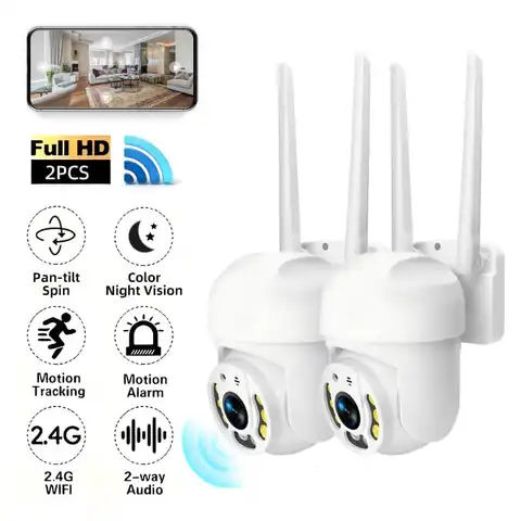 2PC HD Wireless Camera Indoor Outdoor Surveillance Camera with Night Vision Wireless WiFi Home Security Camera Baby Monitor