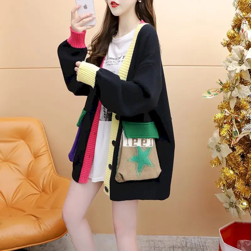 

Fashion Sweaters Women 2025 Autumn Winter Trend Knitted Pullover Fashion Loose Literary Retro All-match Semi-high Collar Sweater