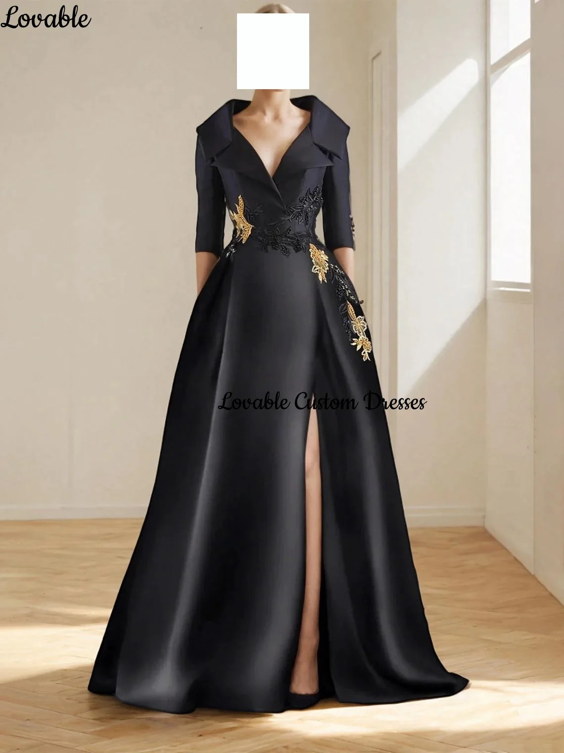 Dostosowane فساتين سهرة A-Line V-Neck Floor-Length Beadings Luksusowe suknie wieczorowe Zipper Up Sukienki z długimi rękawami na studniówkę