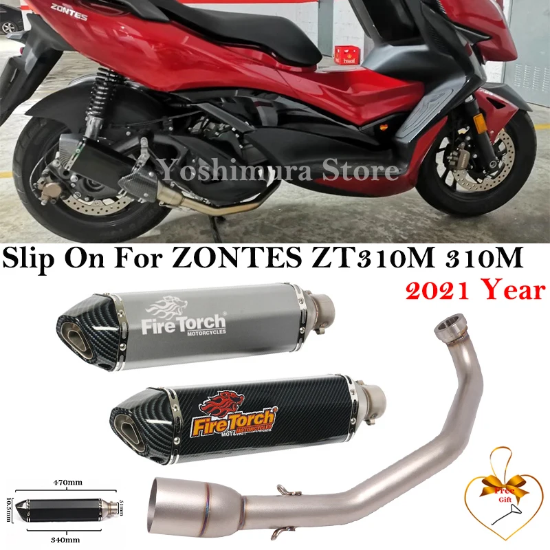 Slip On For ZONTES ZT310M 310M 2021 Year Full Systems Muffler Motorcycle Exhaust Escape Modified Front Mid Link Pipe DB Killer