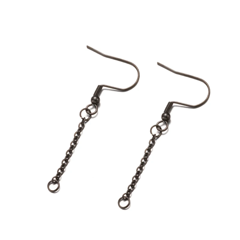 10pcs Stainless Steel Earring Hooks Wires with Long Chain Connector Accessories for DIY Pendant Charms Jewelry Making Findings