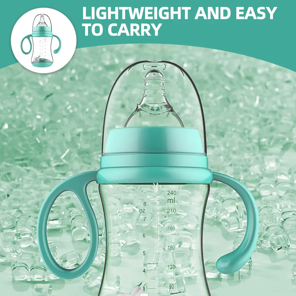 

Wide Mouth Bottle Silicone Nipple 360 Degree Design Heat Resistant Lightweight Travel Feeding Bottle