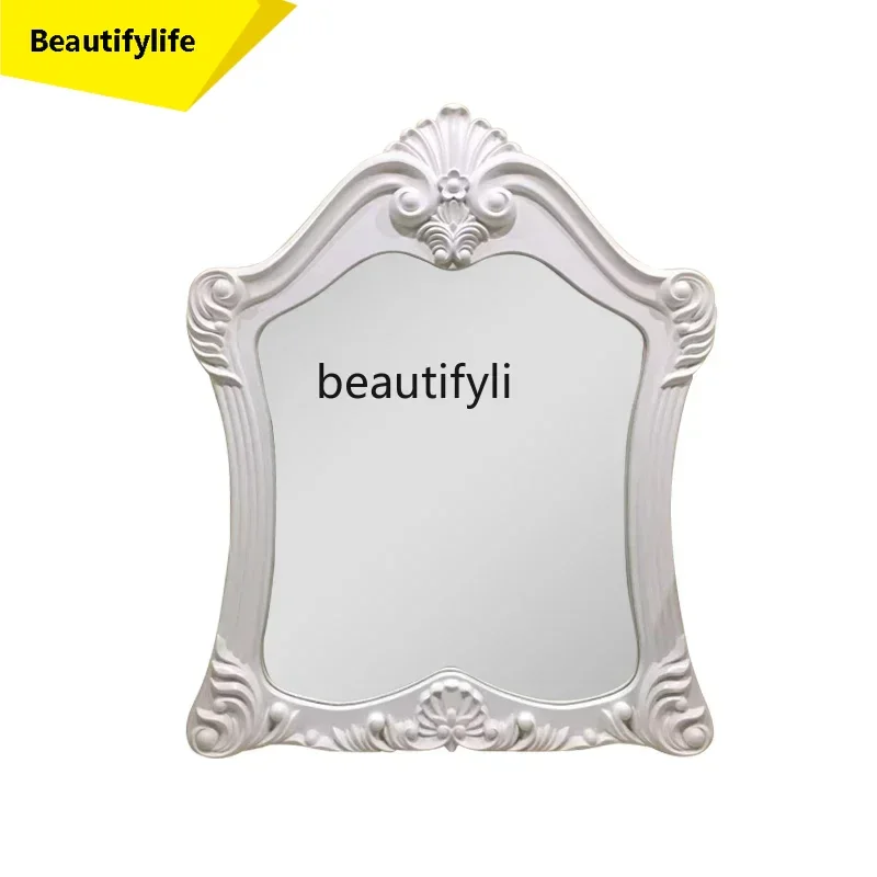 

A17 European-style carved bathroom mirror wall-mounted washstand makeup mirror plus lamp wall-mounted defogging bathroom mirror