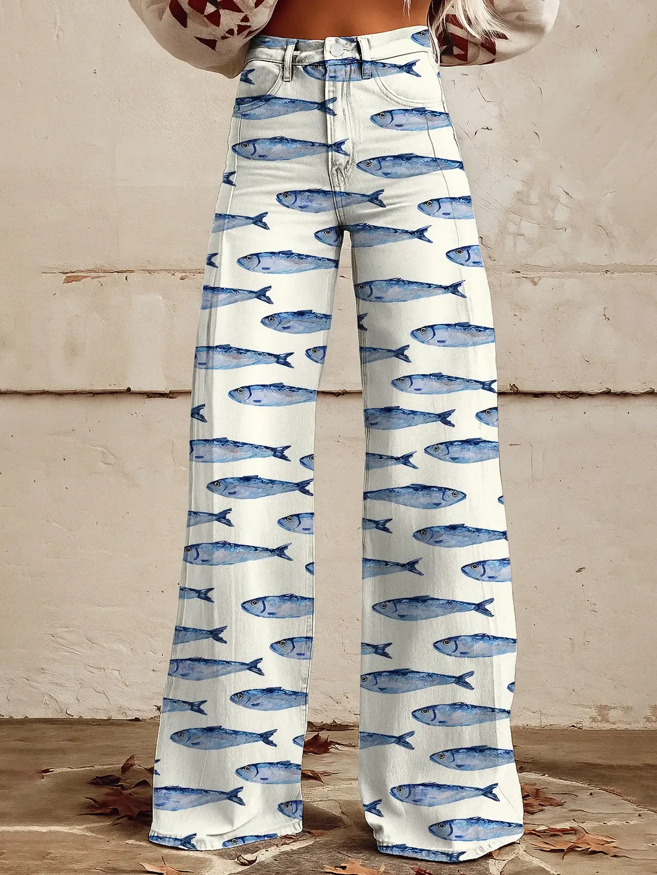 Women's slim fit wide leg flared pants, Ladies' retro zebra print and floral print wide leg pants, with multiple patterns