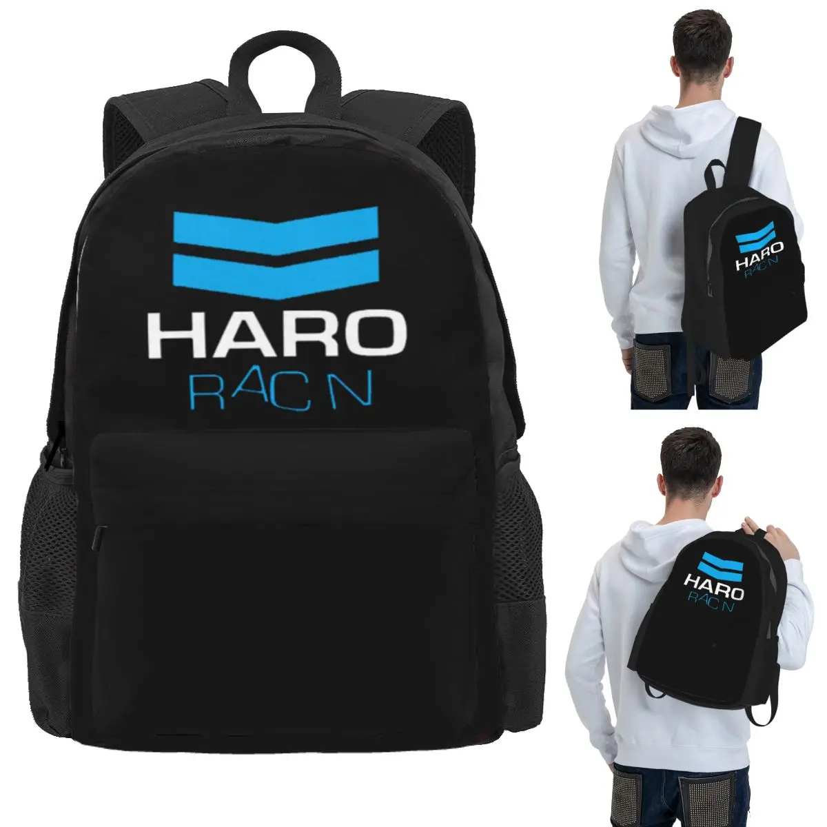 Haro Racn Bluewhite- Old School Bmx Student Backpack School Bag Hiking Travel Daypack for Men Women Bookbag Shoulder Bags