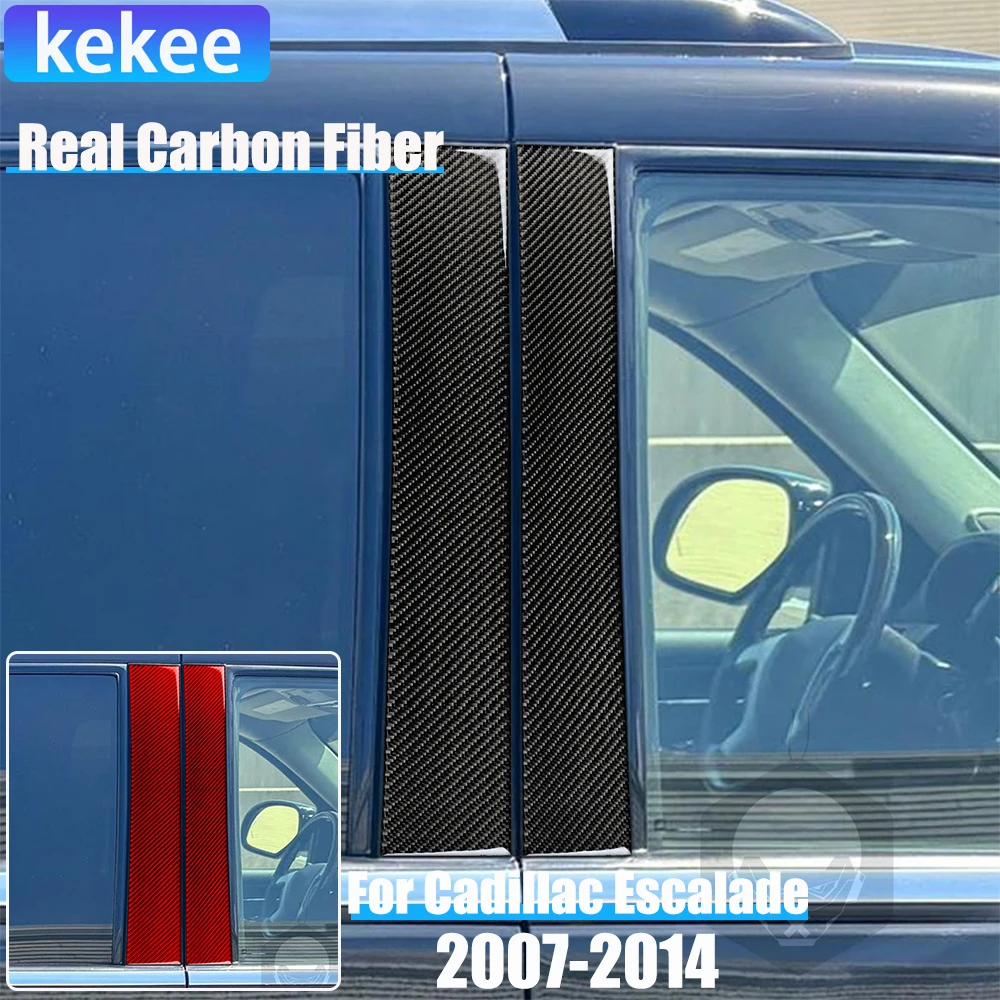

Real Carbon Fiber Car Accessories B-pillar Panel Decorative Trim Cover Soft Sticker For Cadillac Escalade EXT ESV 2007-2014